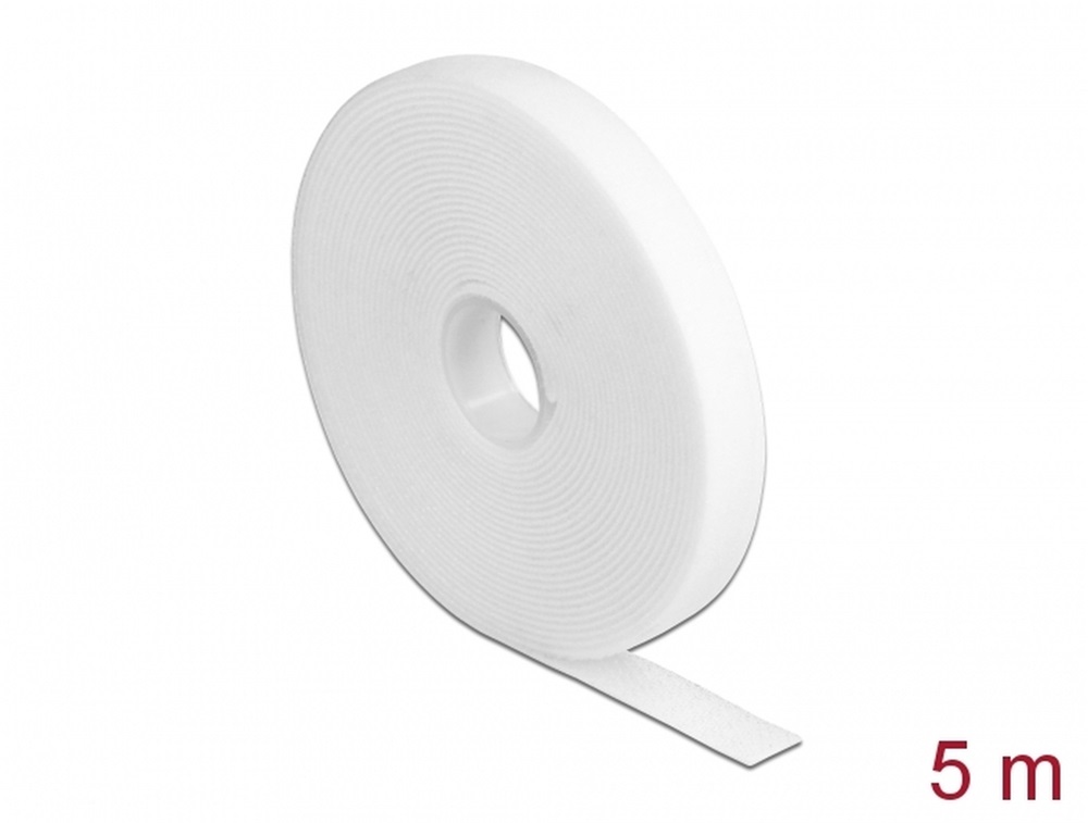 Delock 18377 Velcro fehér ragasztó szalag guriga Hx 5 m x Sz 13 mm