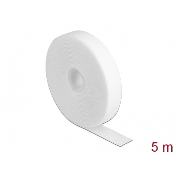 Delock 18381 Velcro fehér ragasztó szalag guriga Hx 5 m x Sz 20 mm