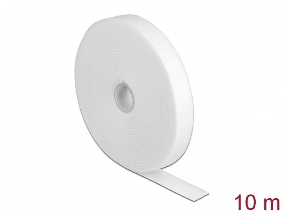 Delock 18382 Velcro fehér ragasztó szalag guriga Hx 10 m x Sz 20 mm