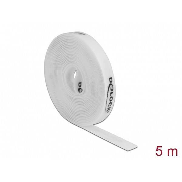 Delock 18387 Velcro fehér ragasztó szalag guriga Hx 5 m x Sz 15 mm