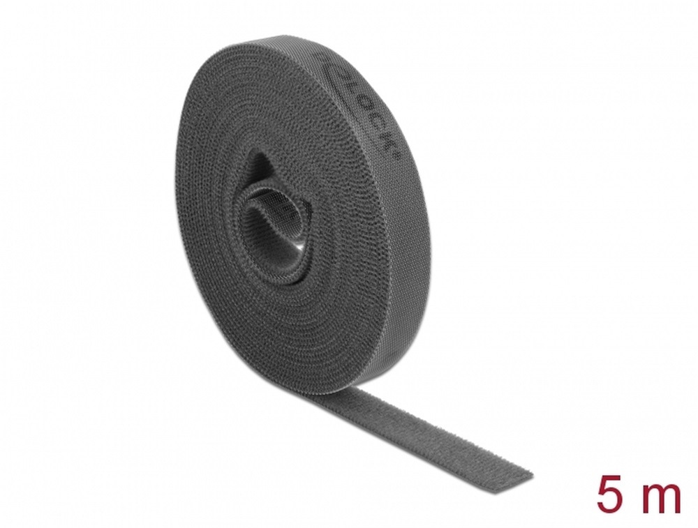 Delock 18390 Velcro szürke ragasztó szalag guriga Hx 5 m x Sz 15 mm