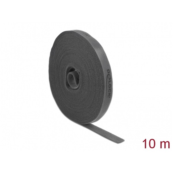 Delock 18391 Velcro szürke ragasztó szalag guriga Hx 10 m x Sz 15 mm
