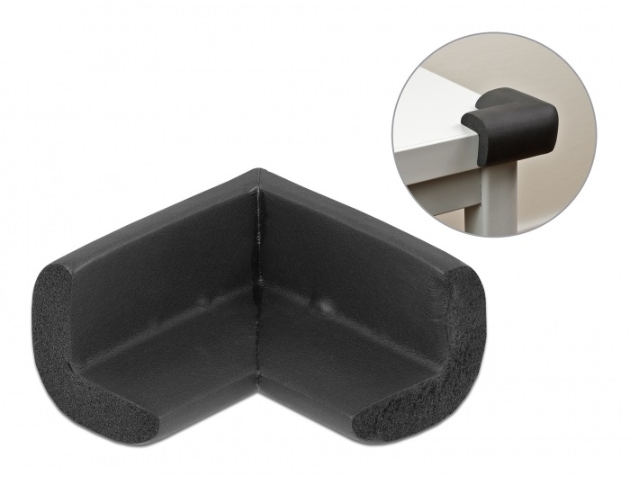 Delock 18398 70x67x35mm fekete öntapadós habszivacs sarokvédő