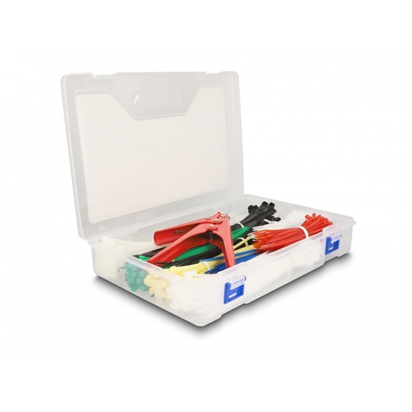 Delock 18640 600 db különböző színű kábelkötegelő + rendszerező doboz