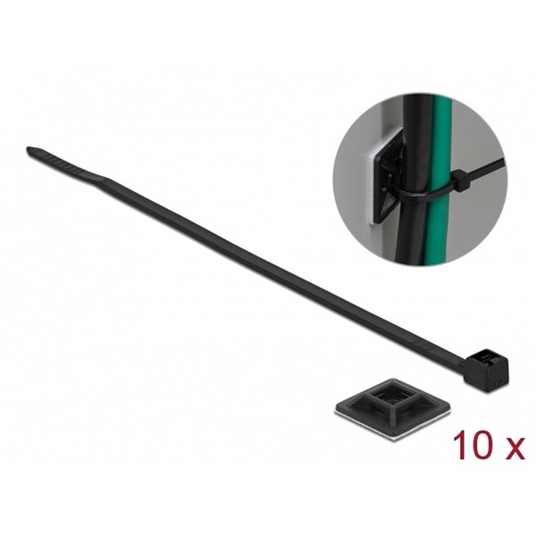 Delock 18680 Kábelkötegelő talp 20 x 20 mm, kábelkötegelővel, melynek hossza 200 mm x szélessége 2,5 mm fe