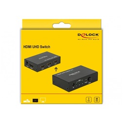 Delock 18683 HDMI UHD-kapcsoló, 3 x HDMI-bemenet > 1 x HDMI-kimenet, 4K