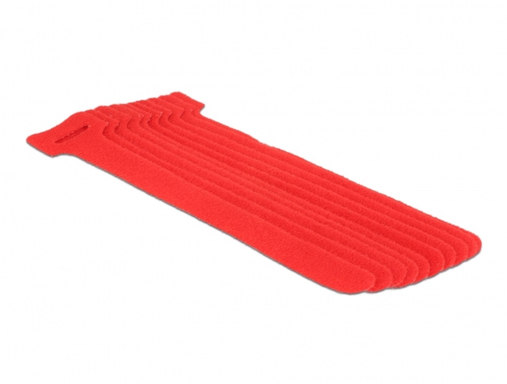 Delock 18689 Hurkolható rögzítok, 150 mm x 12 mm (H x Sz), 10 darab, piros