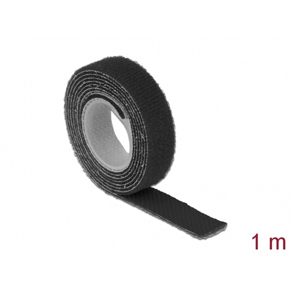 Delock 18709 Hurkolható rögzítok, 1 m x 13 mm (H x Sz) tekercs, fekete