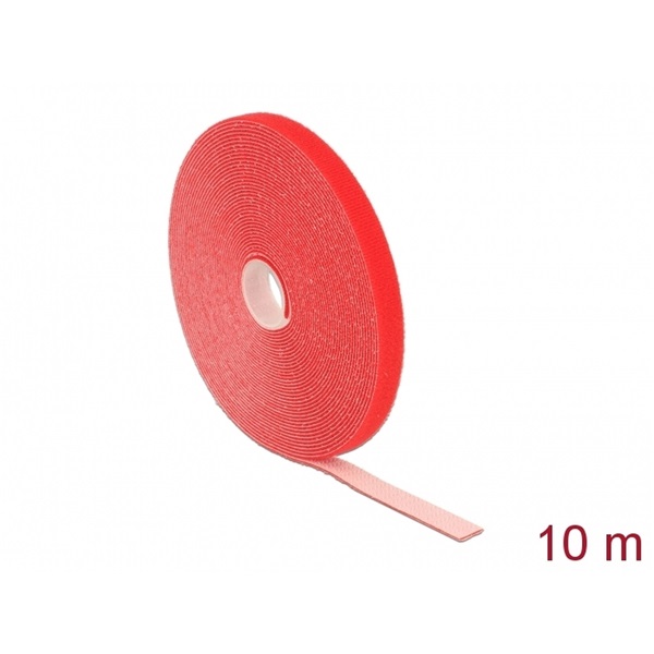 Delock 18720 Hurkolható rögzítok, 10 m x 13 mm (H x Sz) tekercs, piros