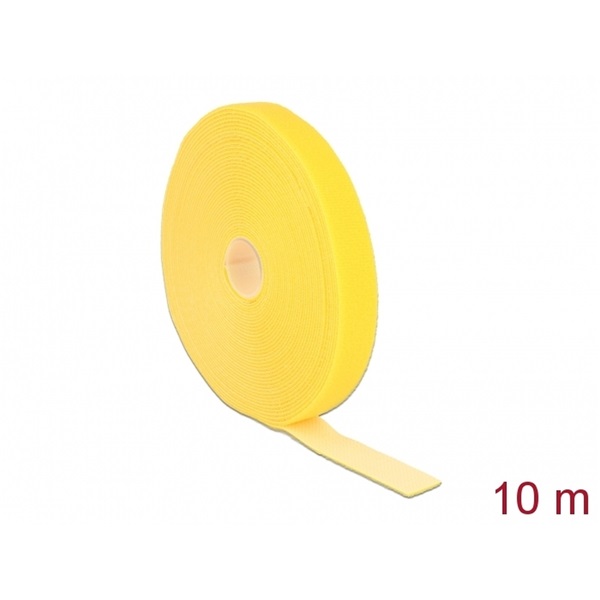 Delock 18740 Hurkolható rögzítok, 10 m x 20 mm (H x Sz) tekercs, sárga