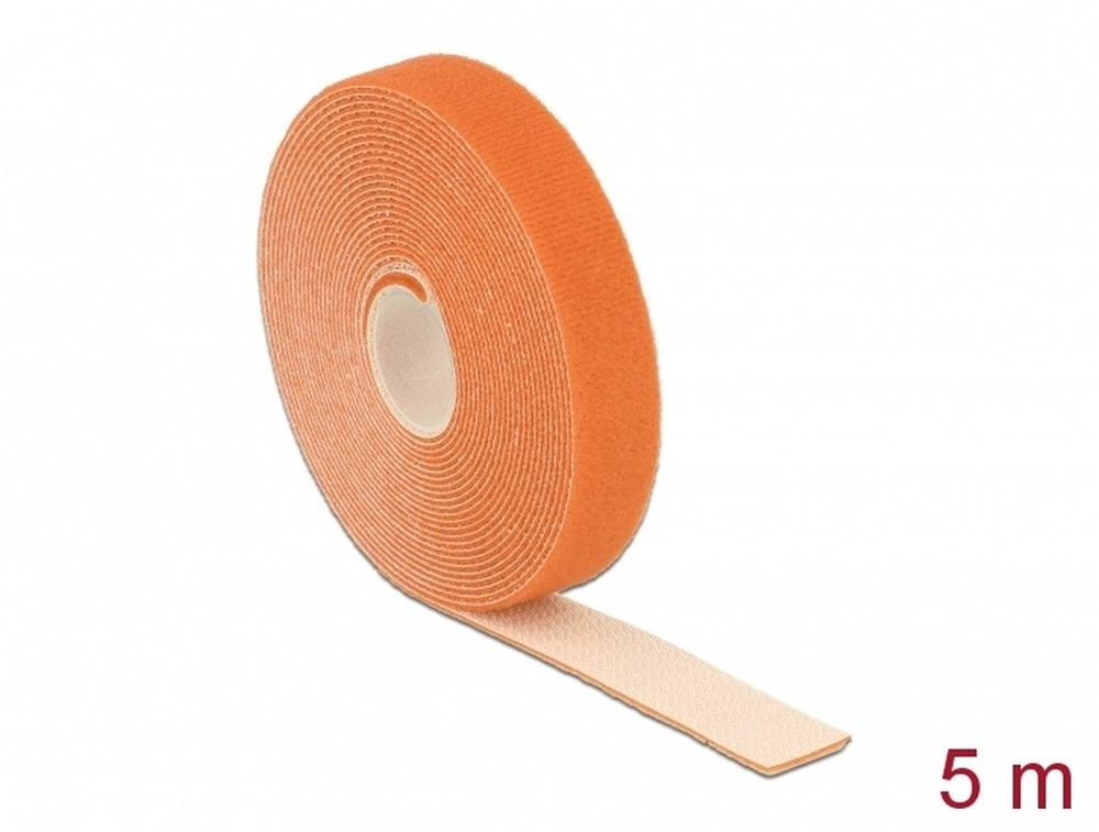 Delock 18747 Hurkolható rögzítők, 5 m x 20 mm (H x Sz) tekercs, narancssárga