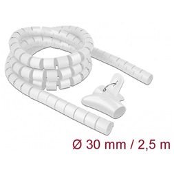 Delock 18842 Spirális kábelburkolat behúzó eszközzel 2,5 m x 30 mm fehér
