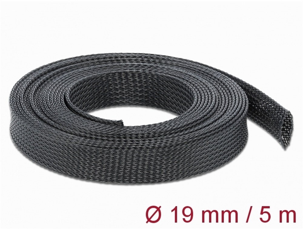 Delock 18850 Fonott kábelharisnya nyújtható 5 m x 19 mm fekete