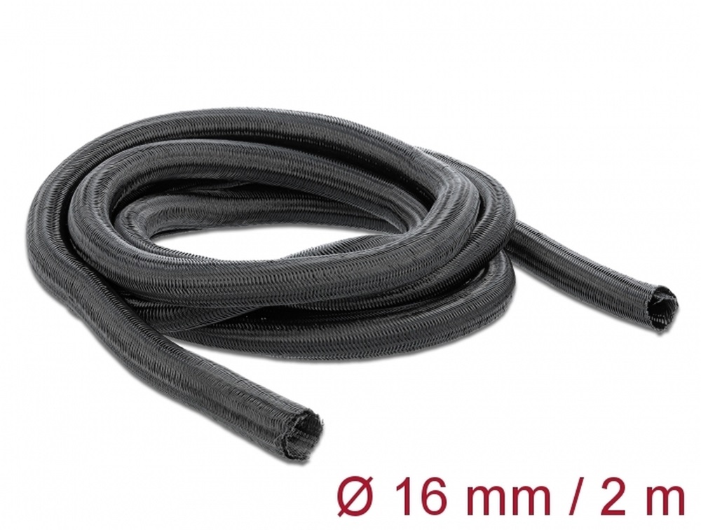 Delock 18854 Fonott kábelharisnya önzáródó 2 m x 16 mm fekete