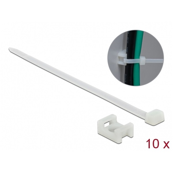 Delock 18885 Fehér csavart biztosító foglalat készlet 23 x 16 mm H 150 x Sz 7,2 mm kábellel