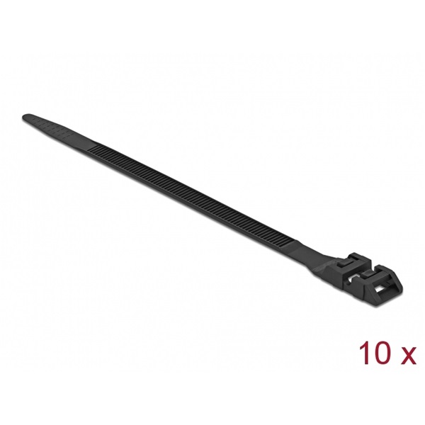 Delock 18889 Kábelösszekötő duplazárral Hz 250 x Sz 9 mm fekete 10 darab