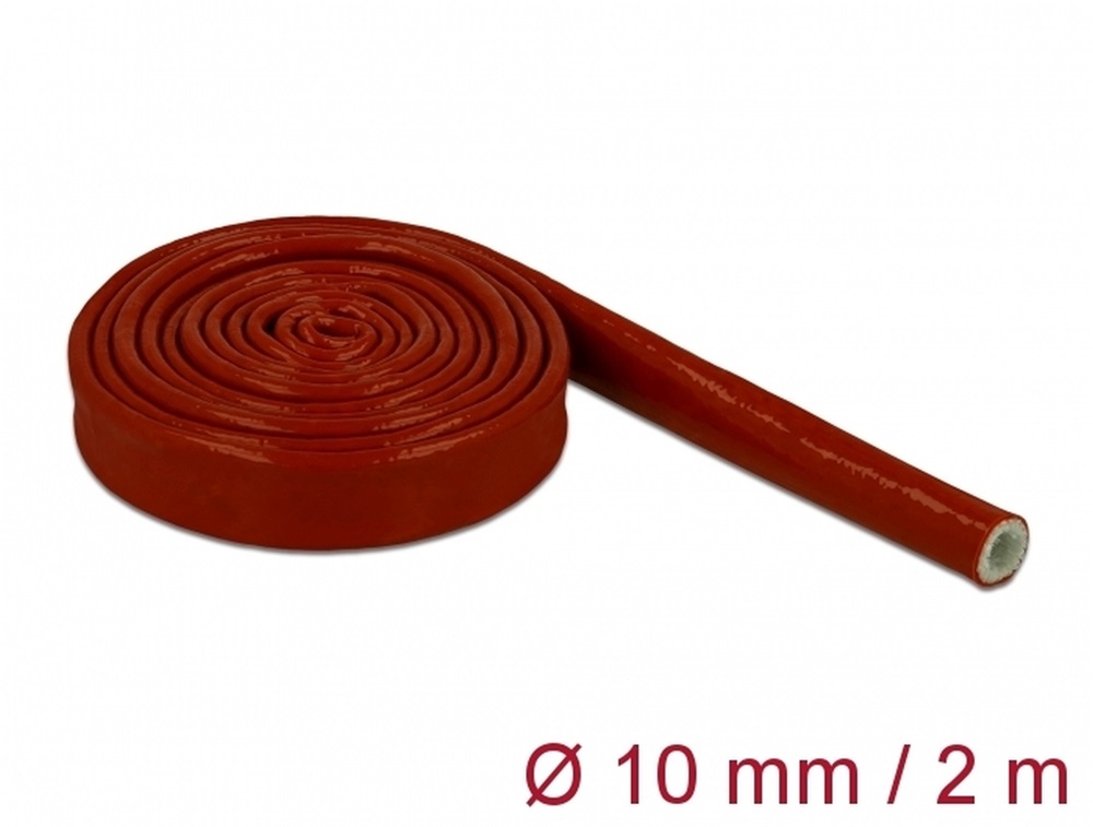 Delock 18897 Tűzvédelmi szilikon borítású takarás 2 m x 10 mm piros