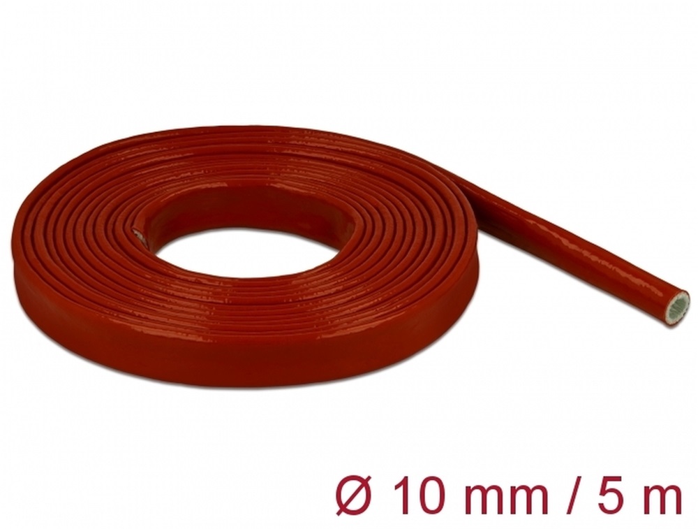 Delock 18898 Tűzvédelmi szilikon borítású takarás 5 m x 10 mm piros