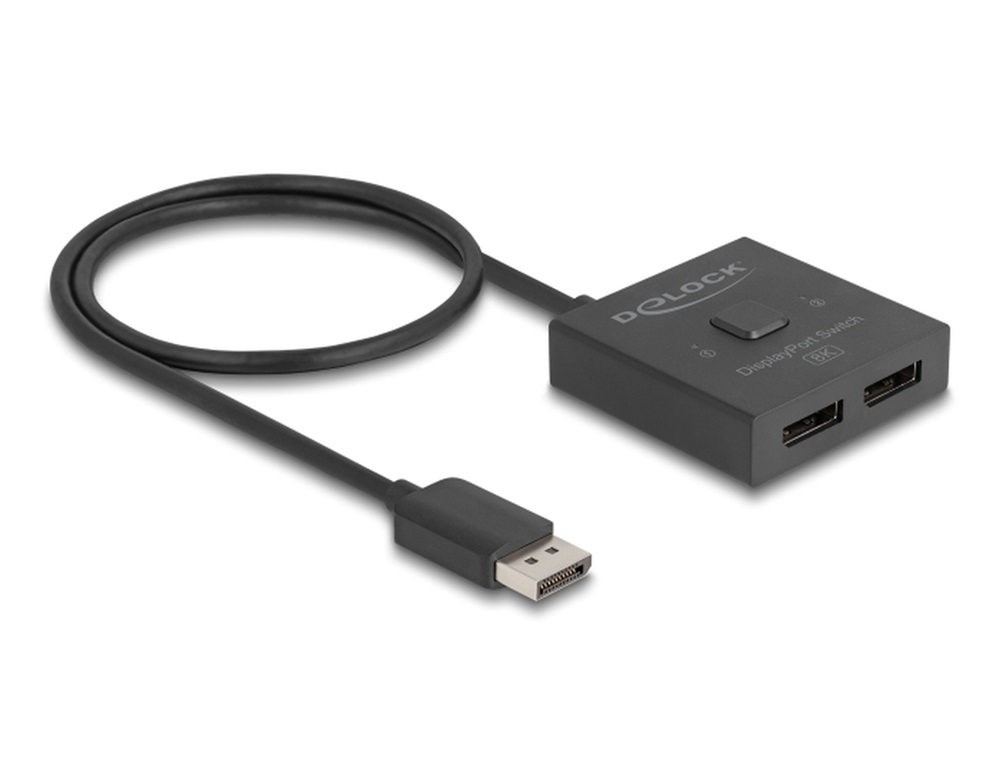 Delock 18906 DisplayPort kapcsoló 2 az 1-ben Kétirányú 8K