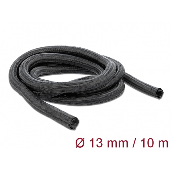 Delock 18922 Fonott kábelharisnya önzáródó 10 m x 13 mm fekete