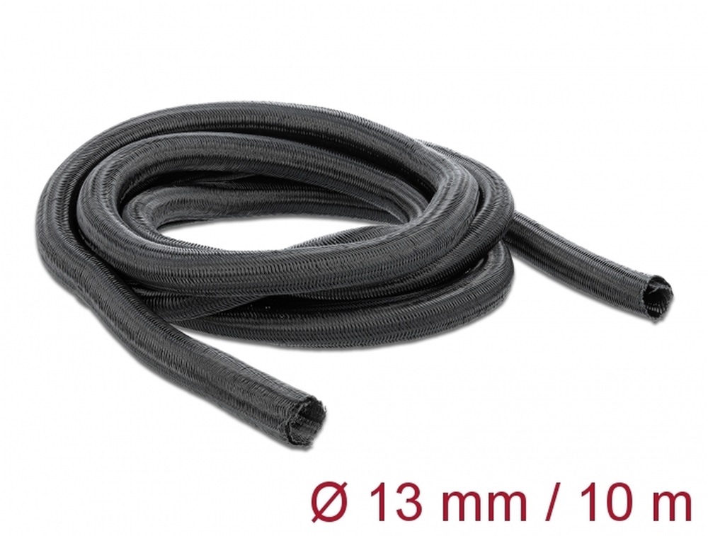 Delock 18922 Fonott kábelharisnya önzáródó 10 m x 13 mm fekete