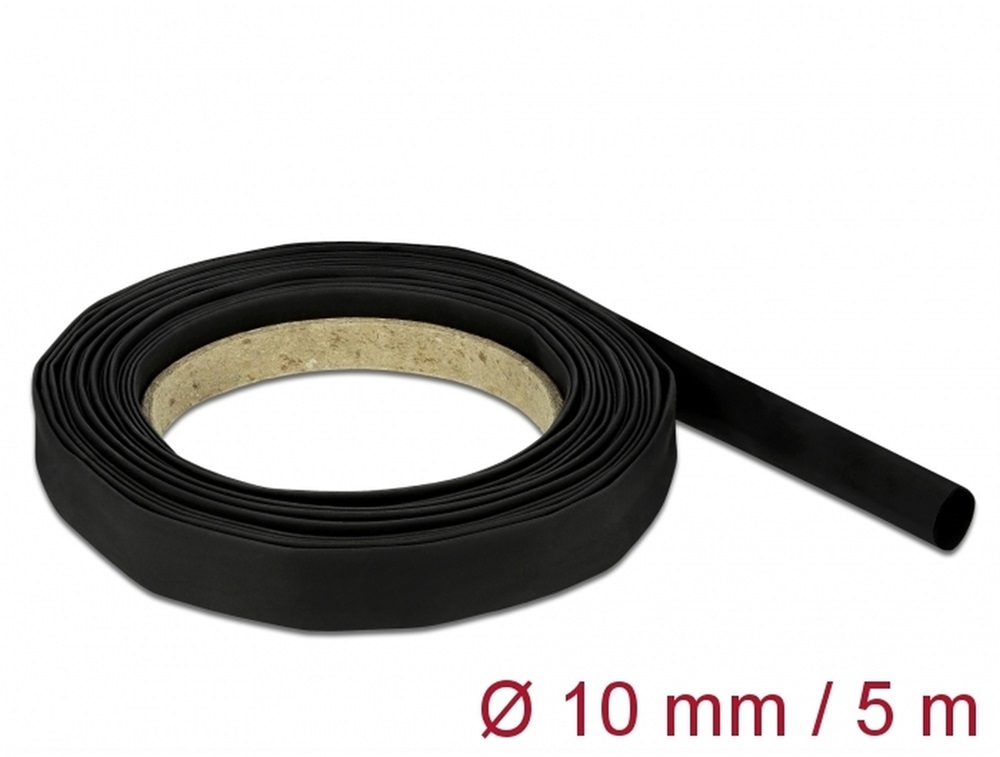 Delock 18938 Fekete zsugorcső 5 m x 10 mm