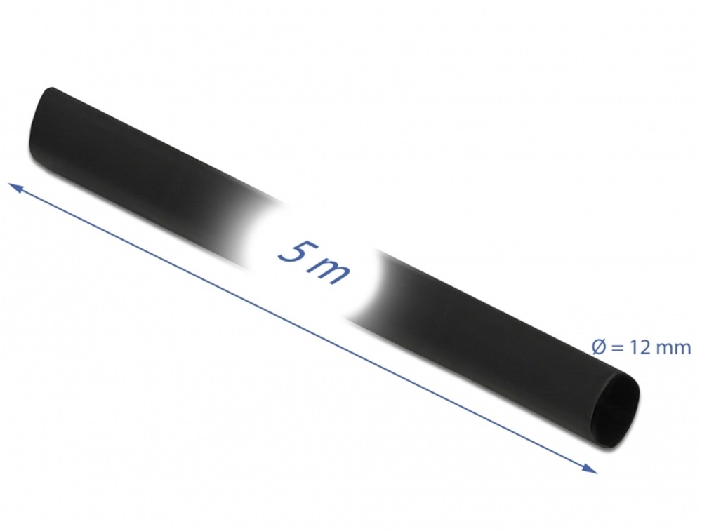 Delock 18939 Fekete zsugorcső 5 m x 12 mm