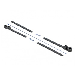 Delock 18953 Kábelkötöző szorító fűzőlyukkal Hx 400 x Sz 7,6 mm, 10 darab fekete