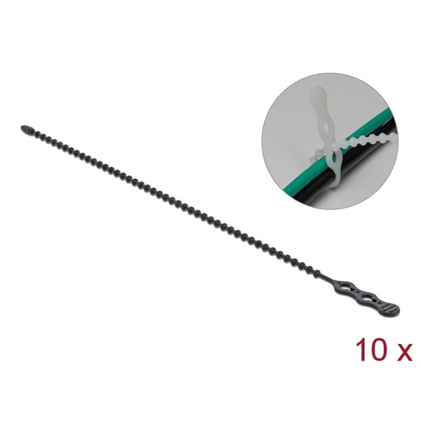 Delock 18966 Újrahasználható kötöző Hx 210 x Sz 4,5 mm 10 db. fekete