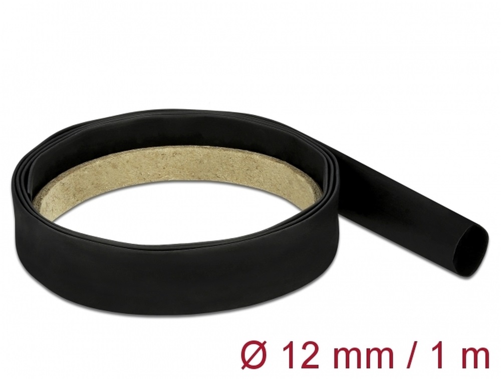 Delock 18975 Fekete zsugorcső 1 m x 12 mm
