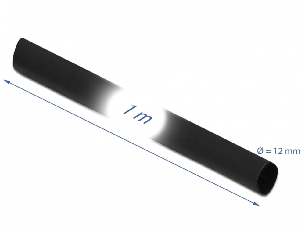 Delock 18975 Fekete zsugorcső 1 m x 12 mm