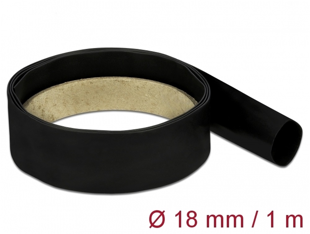 Delock 18977 Fekete zsugorcső 1 m x 18 mm