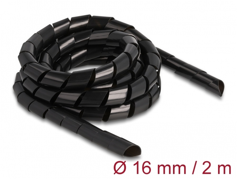 Delock 19024 Spirál flexibilis tömlő 2 m x 16 mm fekete