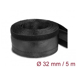 Delock 19055 Fonott kábelharisnya tépőzárral 5 m x 32 mm fekete