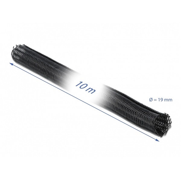Delock 19056 Fonott kábelharisnya tépőzárral 10 m x 19 mm fekete