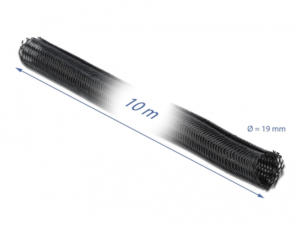 Delock 19056 Fonott kábelharisnya tépőzárral 10 m x 19 mm fekete
