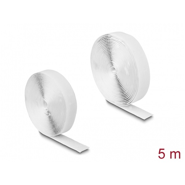 Delock 19062 Öntapadó tépőzáras szalag-szett, H 5 m és Sz 20 mm fehér