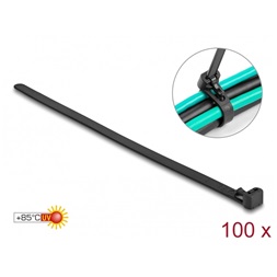 Delock 19064 Kábelösszekötő újrahasznosítható hőálló hossza 150 mm, szélessége 7,5 mm, 100 db. Fekete