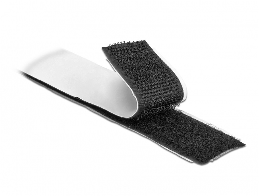 Delock 19072 Velcro öntapadó tépőzáras szalag-szett, H 5 m és Sz 25 mm fekete