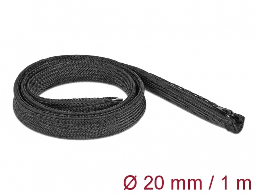 Delock 19103 Befont karmantyú zipzáras szorítóval 1 m x 20 mm-es fekete
