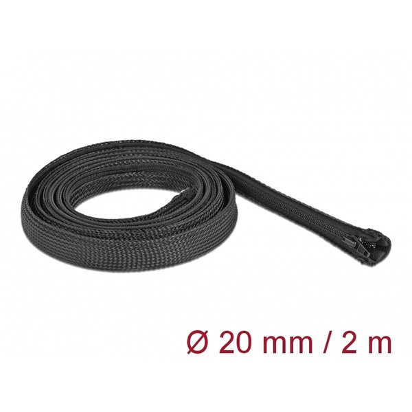 Delock 19167 Befont karmantyú zipzáras szorítóval 2 m x 20 mm-es fekete
