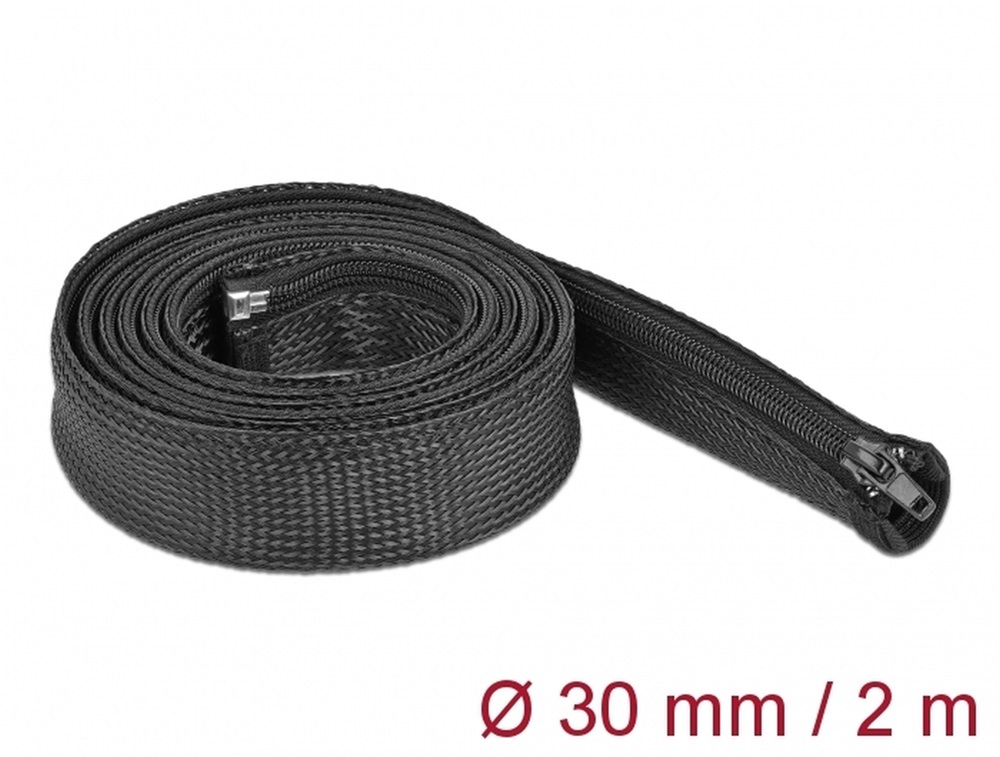 Delock 19168 Befont karmantyú zipzáras szorítóval 2 m x 30 mm-es fekete