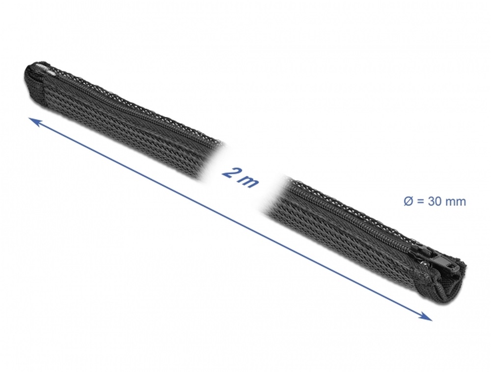 Delock 19168 Befont karmantyú zipzáras szorítóval 2 m x 30 mm-es fekete