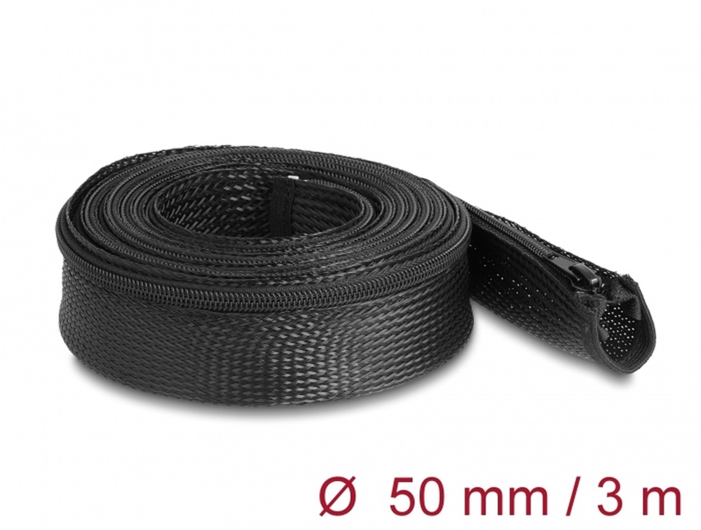 Delock 19172 Befont karmantyú zipzáras szorítóval hőállóság egészen 3 m x 50 mm-es fekete