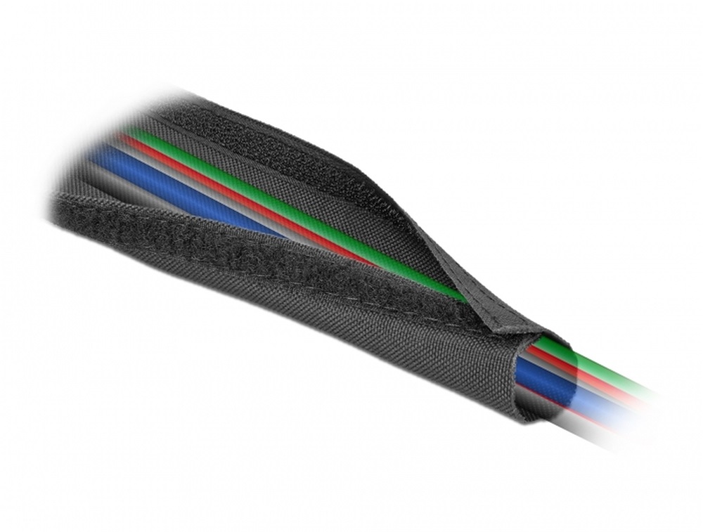 Delock 19190 Szőtt tépőzáras karmantyú 5 m x 20 mm-es, fekete