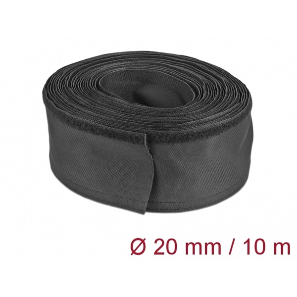 Delock 19193 Szőtt tépőzáras karmantyú 10 m x 20 mm-es, fekete