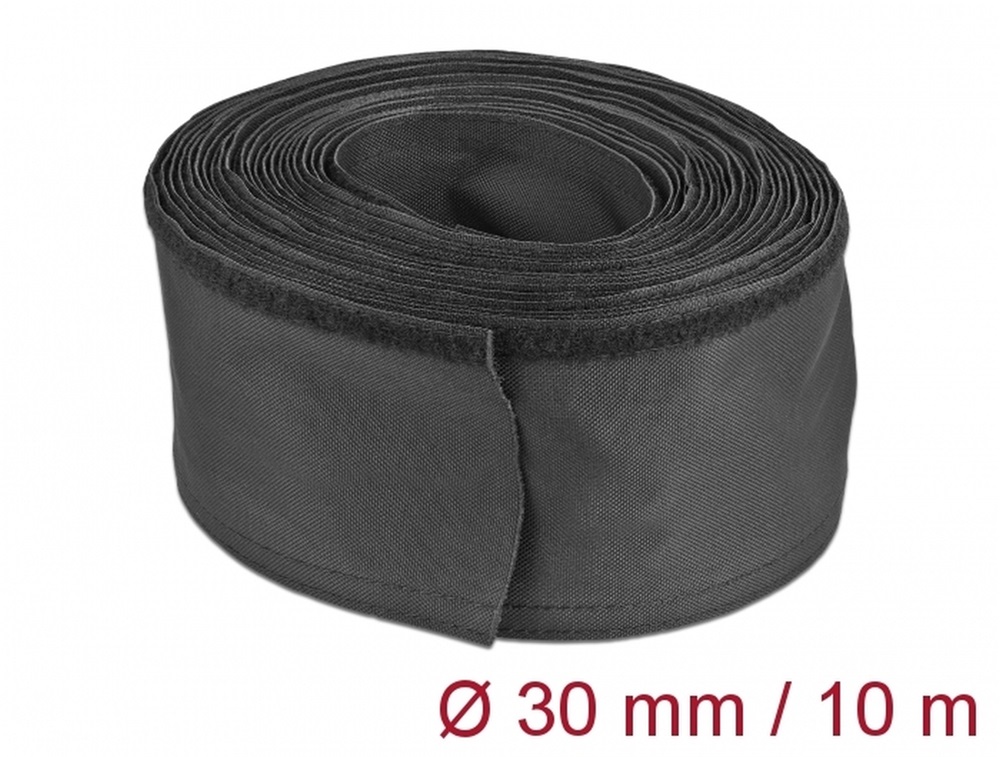 Delock 19216 Szőtt tépőzáras karmantyú 10 m x 30 mm-es, fekete
