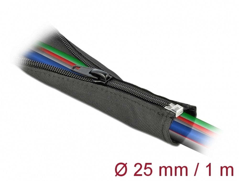 Delock 19217 Szőtt önzáródó karmantyú 1 m x 25 mm-es fekete