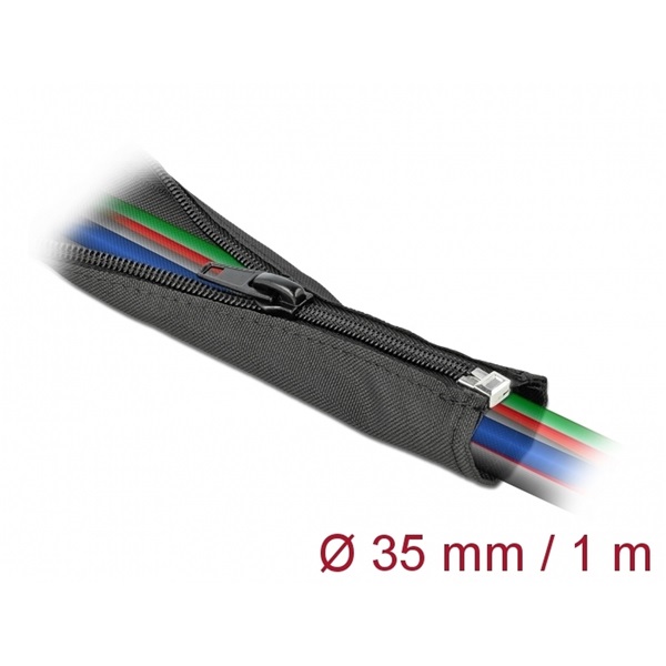 Delock 19218 Szőtt önzáródó karmantyú 1 m x 35 mm-es fekete