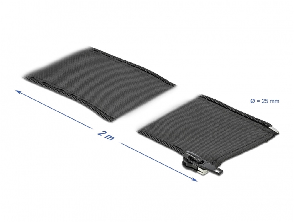 Delock 19219 Szőtt önzáródó karmantyú 2 m x 25 mm-es fekete
